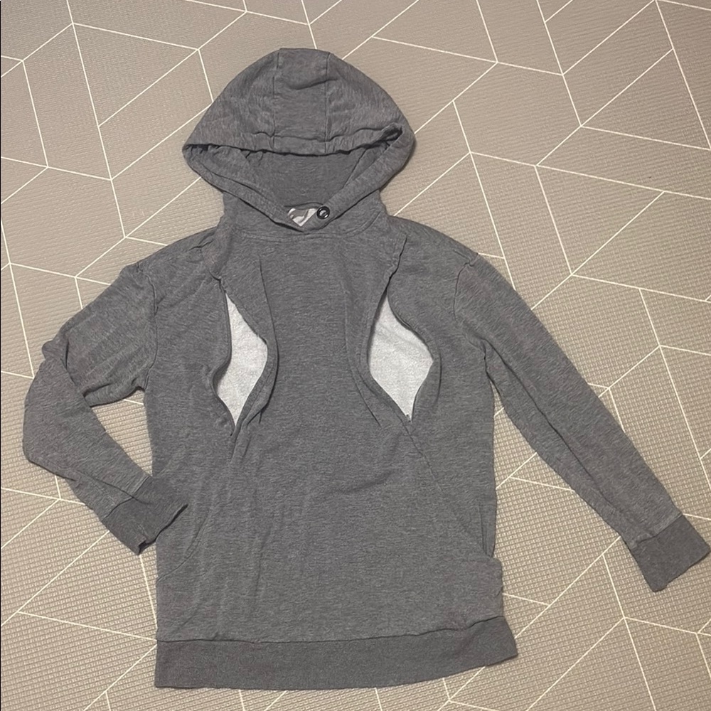 Gray Hooded MATERNITY/NURSING Sweatshirt